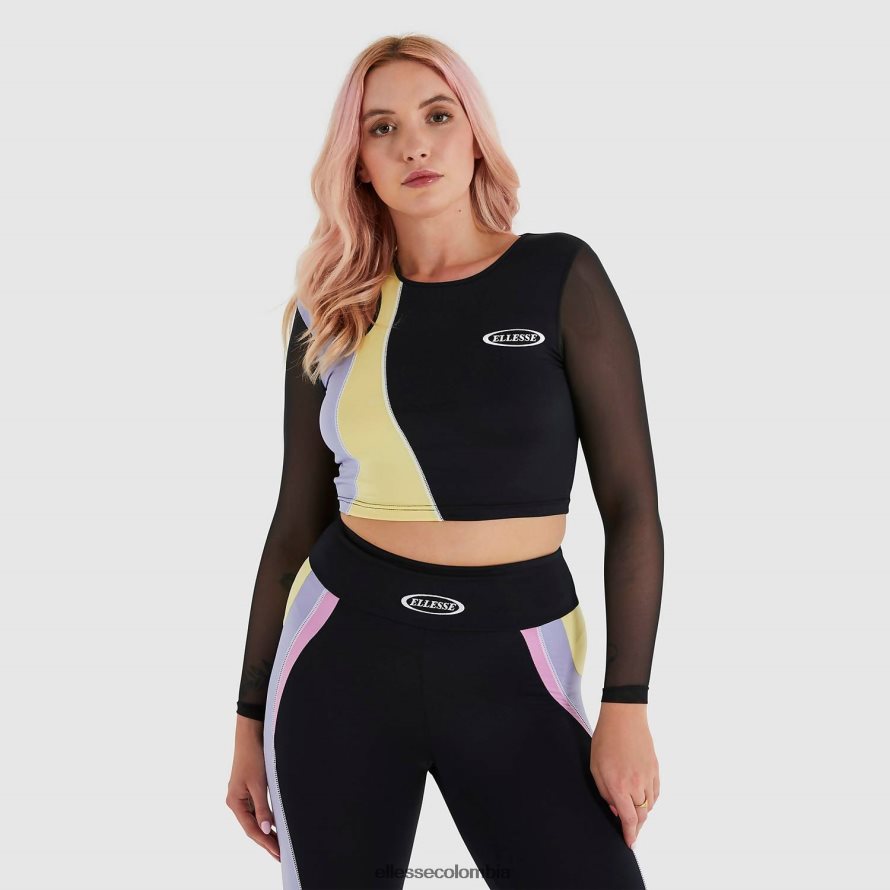 ropa negro mujer Ellesse camiseta corta leontina 00TXB223