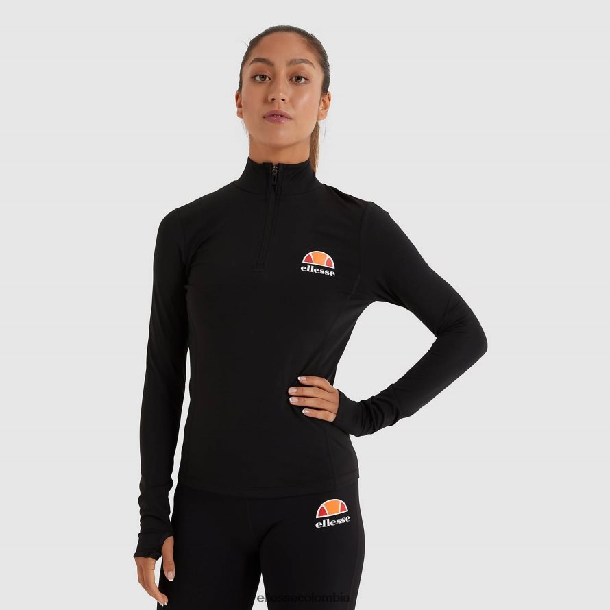ropa negro mujer Ellesse sofira top con cremallera 1/4 00TXB96