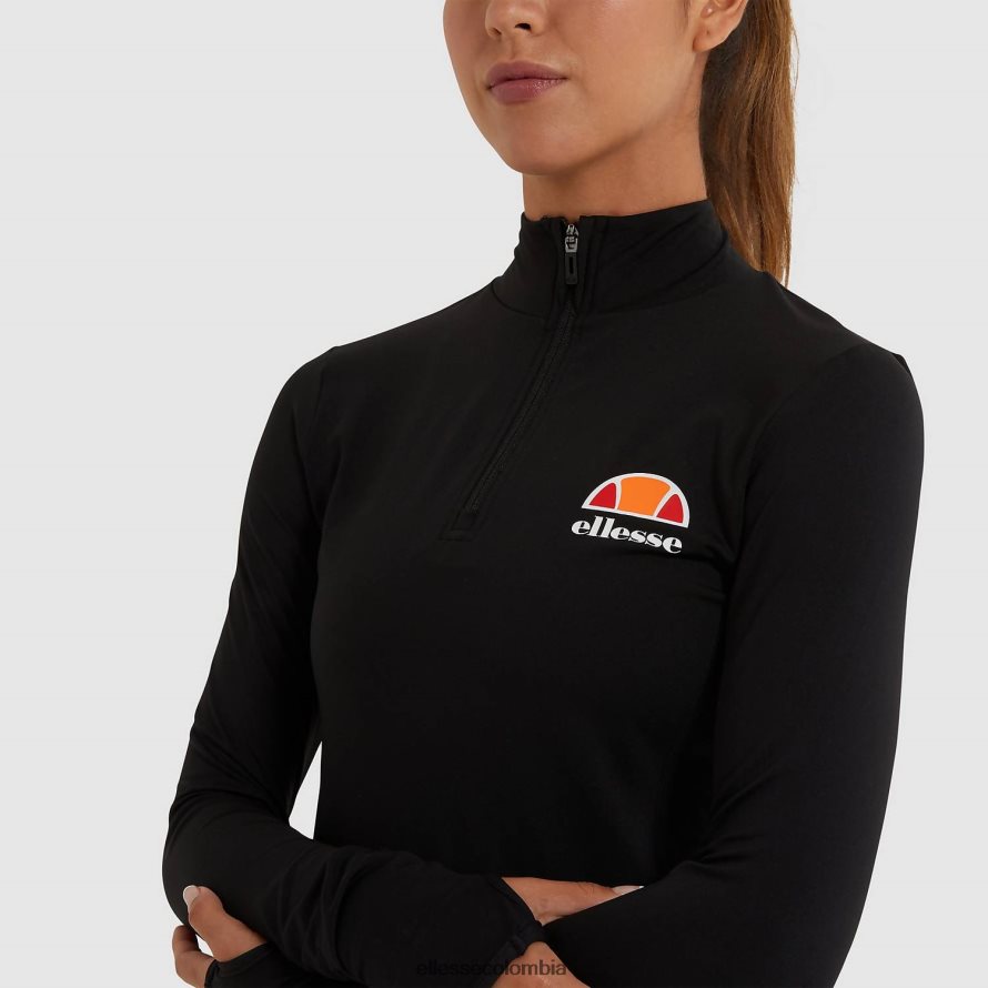 ropa negro mujer Ellesse sofira top con cremallera 1/4 00TXB96