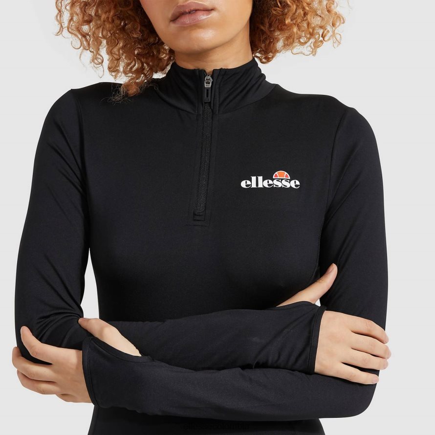 ropa negro mujer Ellesse sofira top con cremallera 1/4 00TXB96